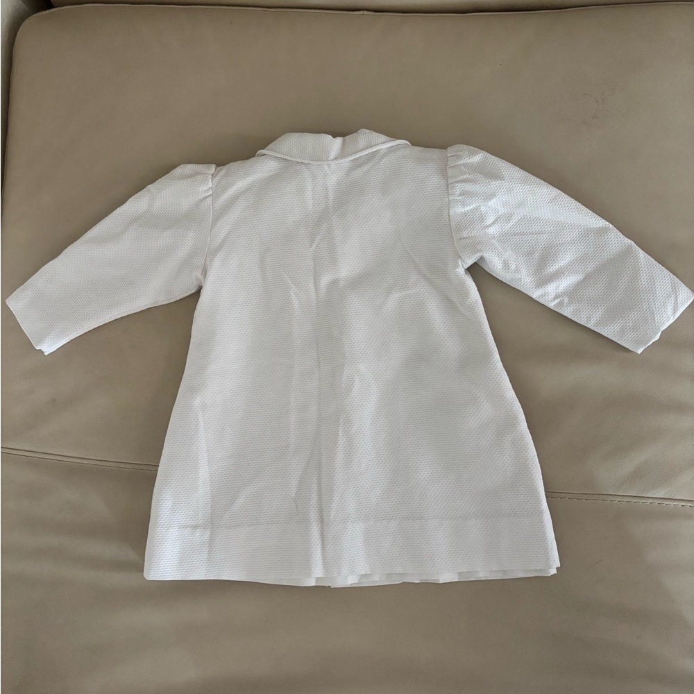 Vintage Sylvia Whyte Girls White Pique Tulip Jacket Coat Peter Pan Collar 2T - Picture 2 of 3